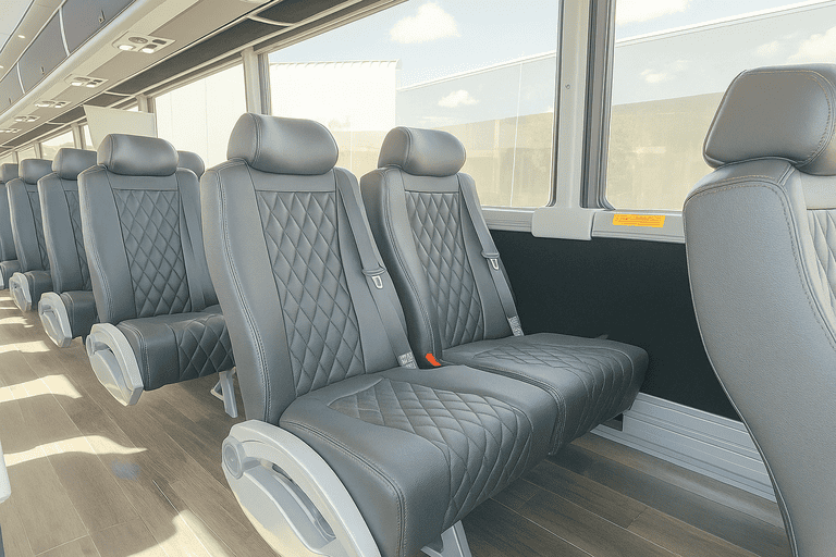 interior of Yakima Minibus Company charter bus